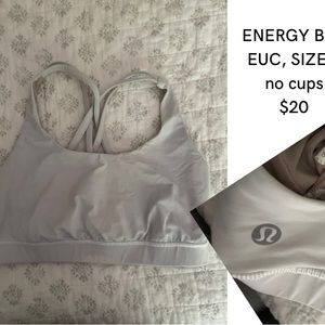 ENERGY BRA SIZE 8 WHITE